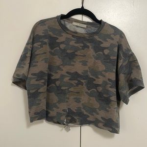Tresics Army Print Crop Blouse